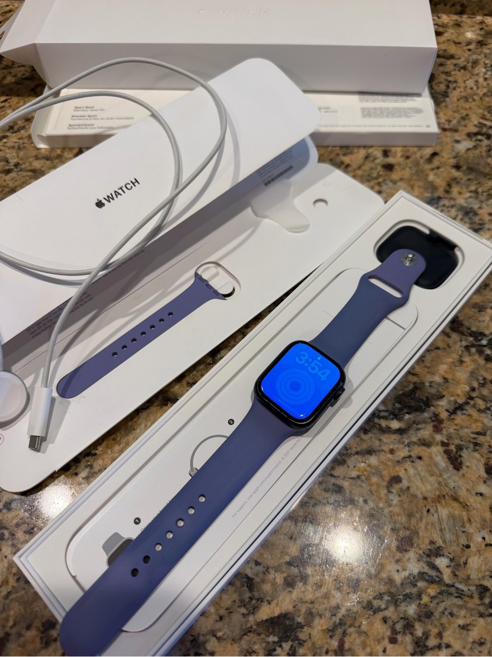 Apple Watch Series 7 with Lavender Sport Band
